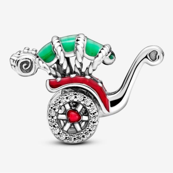 NWOT Rickshaw Charm w/ Cubic Zirconia, Red & Green Enamel Sterling Silver 925 - Picture 3 of 12